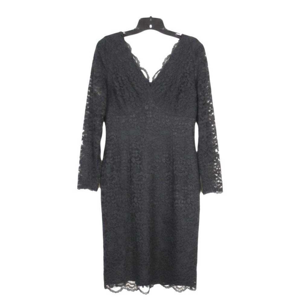 SUZI CHIN For MAGGY BOUTIQUE Black LACE OVERLAY Zip COCKTAIL SHEATH DRESS 10